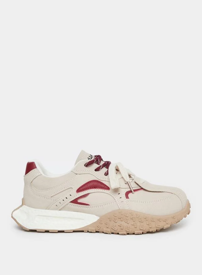ستايلي Styli Women Contrast Panel Lace Up Sneakers