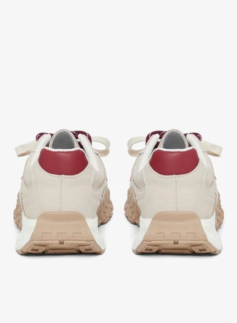 Styli Active Beige Women Contrast Panel Lace Up Sneakers for Women | Best Price UAE