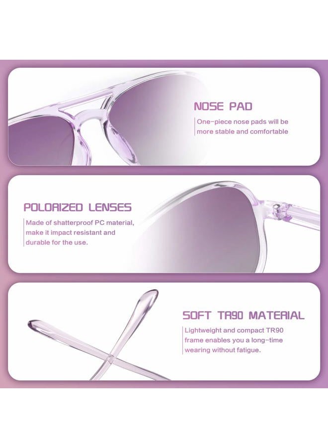 FONHCOO Kids Polarized Sunglasses for Girls Boys Aviator Toddler Sunglasses with Flexible Frame, 100% UV Protection, Age 3-10, Purple, 130mm - Image 5