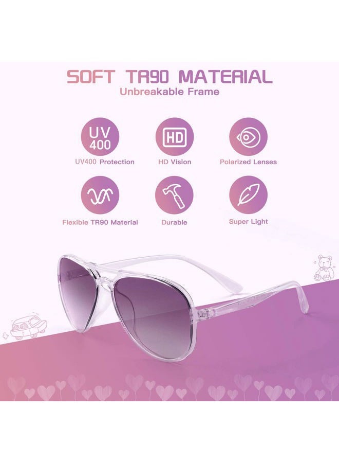 FONHCOO Kids Polarized Sunglasses for Girls Boys Aviator Toddler Sunglasses with Flexible Frame, 100% UV Protection, Age 3-10, Purple, 130mm - Image 4