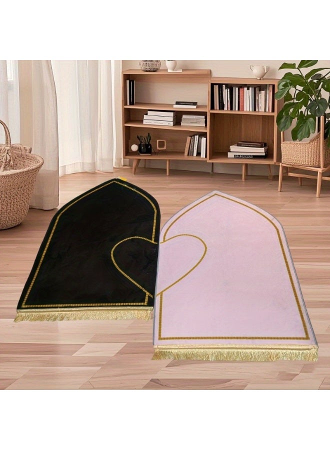Muslim Prayer Rug Praying Mat Set Heart Patterned Two Pieces for Couples, Islamic Gifts, for Women & Men, for Ramadan Eid Valentines Day - Image 1