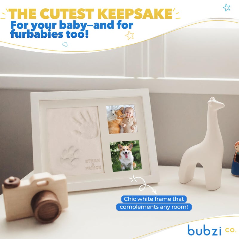 Bubzi Co Baby Footprint Kit  Baby Foot And Hand Print Kit  Baby Keepsake Frame  Nursery Pictures Frames  Hand Print Mold Kit  New Mom Gifts  Baby Newborn Essentials Must Haves  Baby Shower Gifts - Image 5