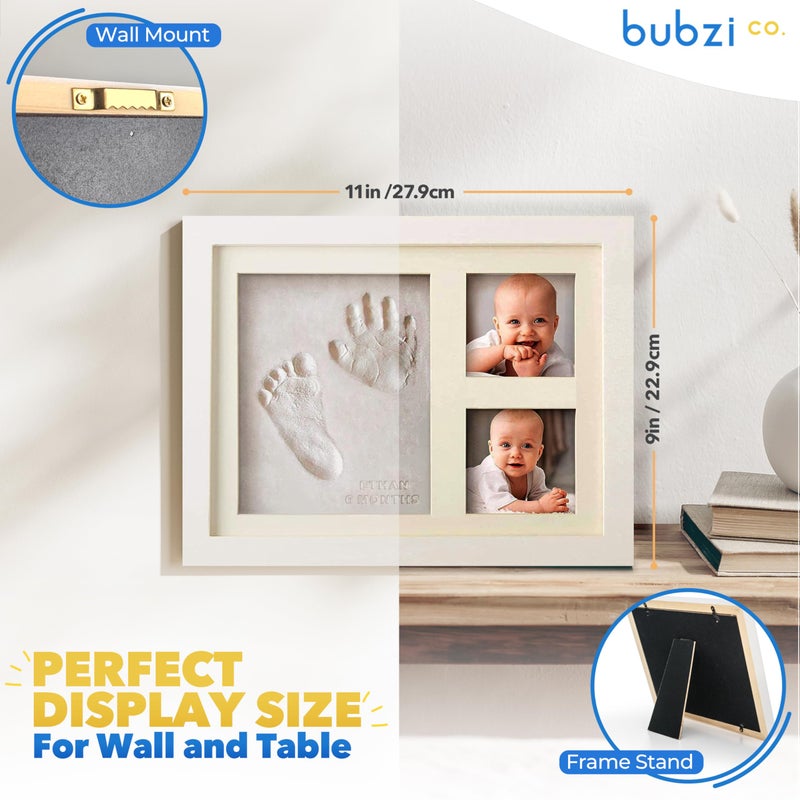 Bubzi Co Baby Footprint Kit  Baby Foot And Hand Print Kit  Baby Keepsake Frame  Nursery Pictures Frames  Hand Print Mold Kit  New Mom Gifts  Baby Newborn Essentials Must Haves  Baby Shower Gifts - Image 4