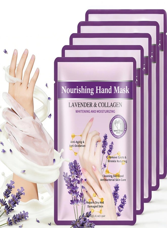VolksRose Lavender Hand Mask Gloves - Overnight Hand Moisturizing Gloves for Dry Cracked Hands Repair, 5 Pairs Softening Spa Treatment for Rough Skin, Self Care Gifts Set for Women, Stocking Stuffers - Image 1