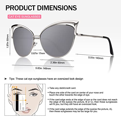 GQUEEN Women's Oversized Polarized Metal Frame Mirrored Cat Eye Sunglasses MT3 - Image 5