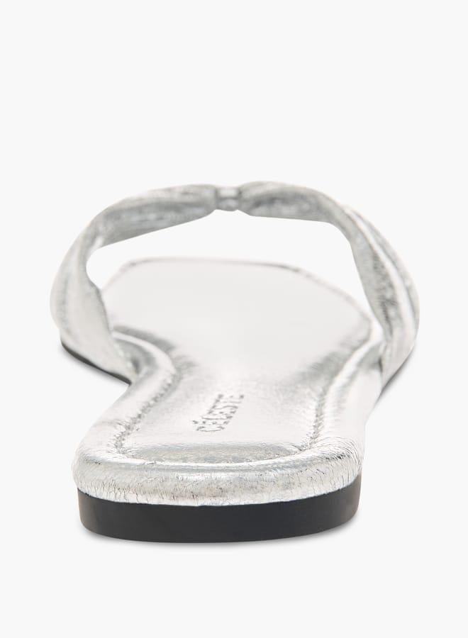 Celeste Women's Metallic Slip-On Flat Sandals - Image 5