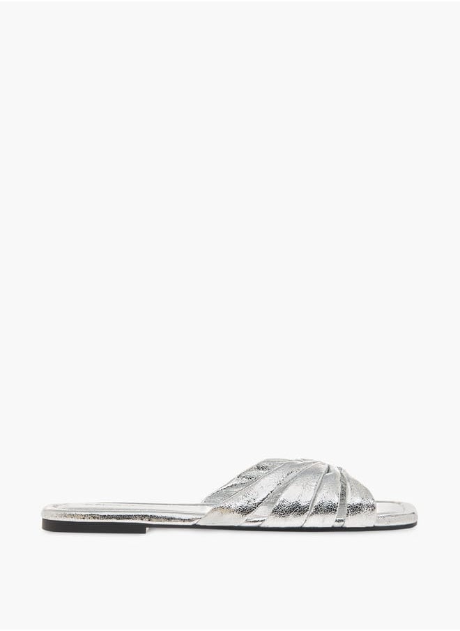 Celeste Women's Metallic Slip-On Flat Sandals  - Image 3