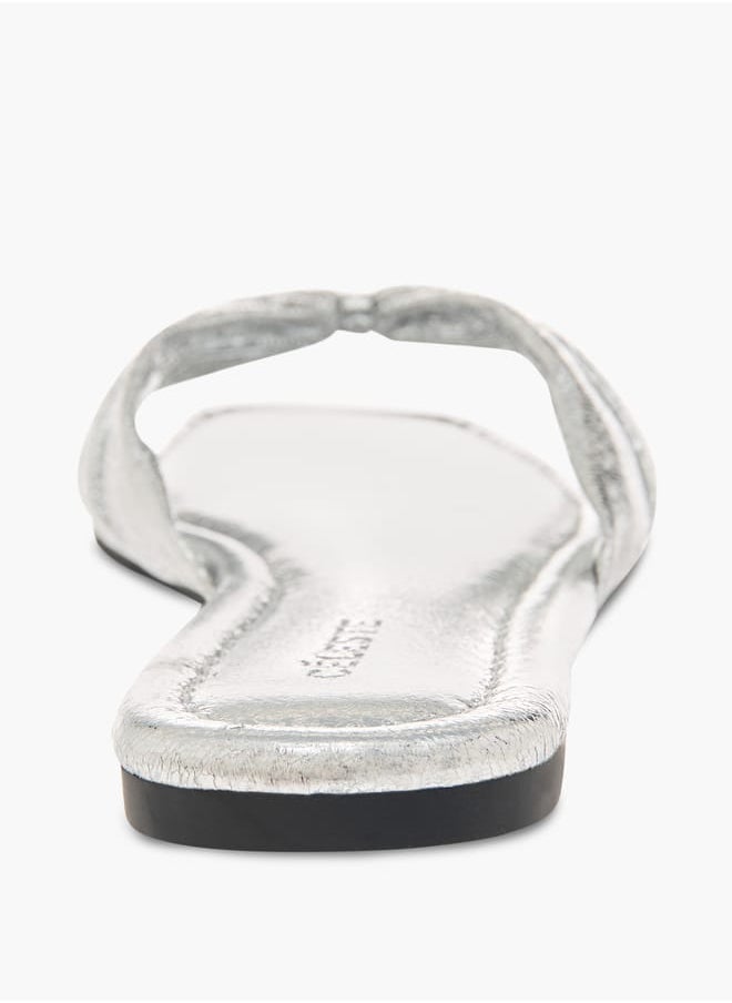 Celeste Women's Metallic Slip-On Flat Sandals  - Image 5