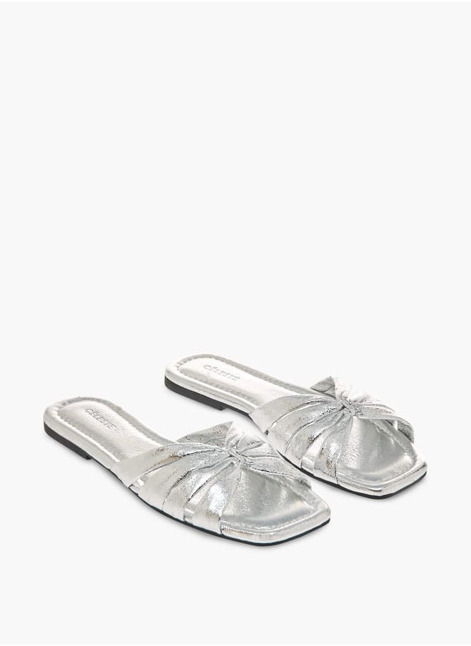 Celeste Women's Metallic Slip-On Flat Sandals  - Image 2