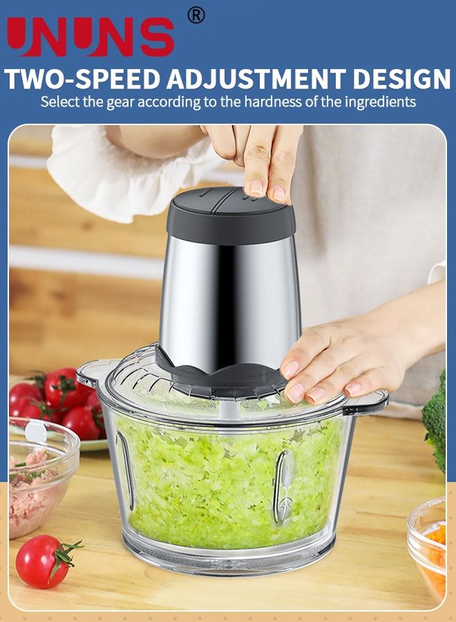 Essential Food Chopper,2L Glass Bowl Grinder For Meat,Fruits And Nuts,Stainless Steel Quad Blade,Food Processor By Homeleader,300W