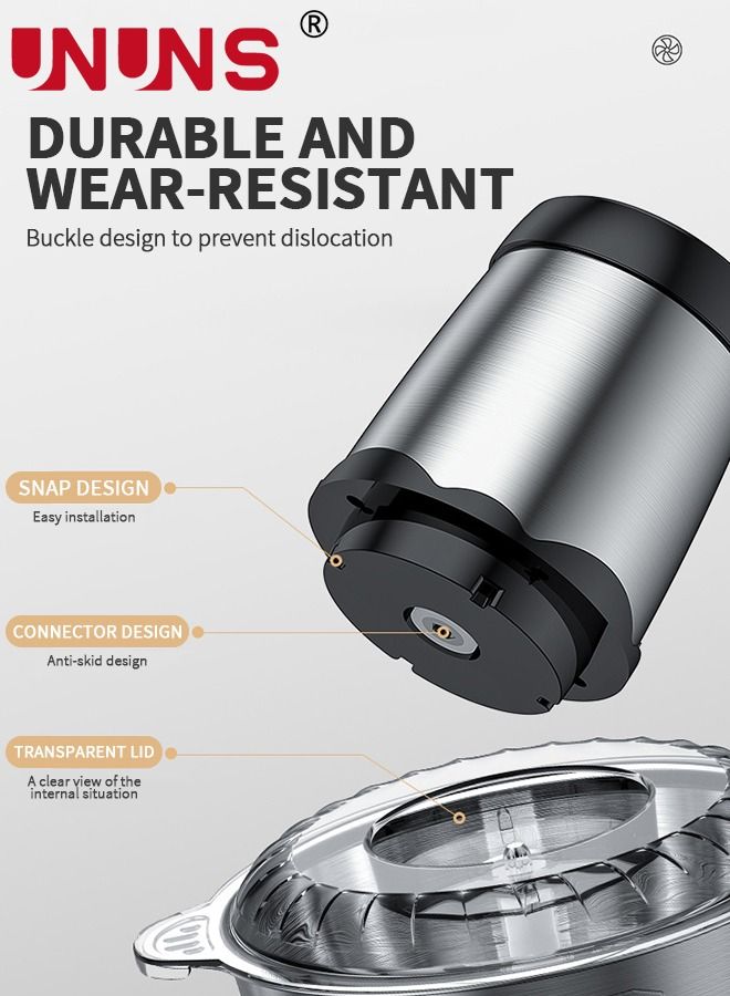 Essential Food Chopper,2L Glass Bowl Grinder For Meat,Fruits And Nuts,Stainless Steel Quad Blade,Food Processor By Homeleader,300W