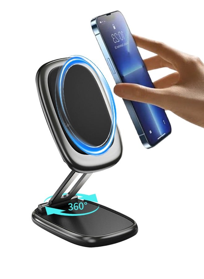 360° Rotating Magnetic Car Holder Foldable Car Phone Stand Stable Navigation Bracket Non-Slip Small Lightweight Adjustable For Car, Desktop, Bathroom - Image 1