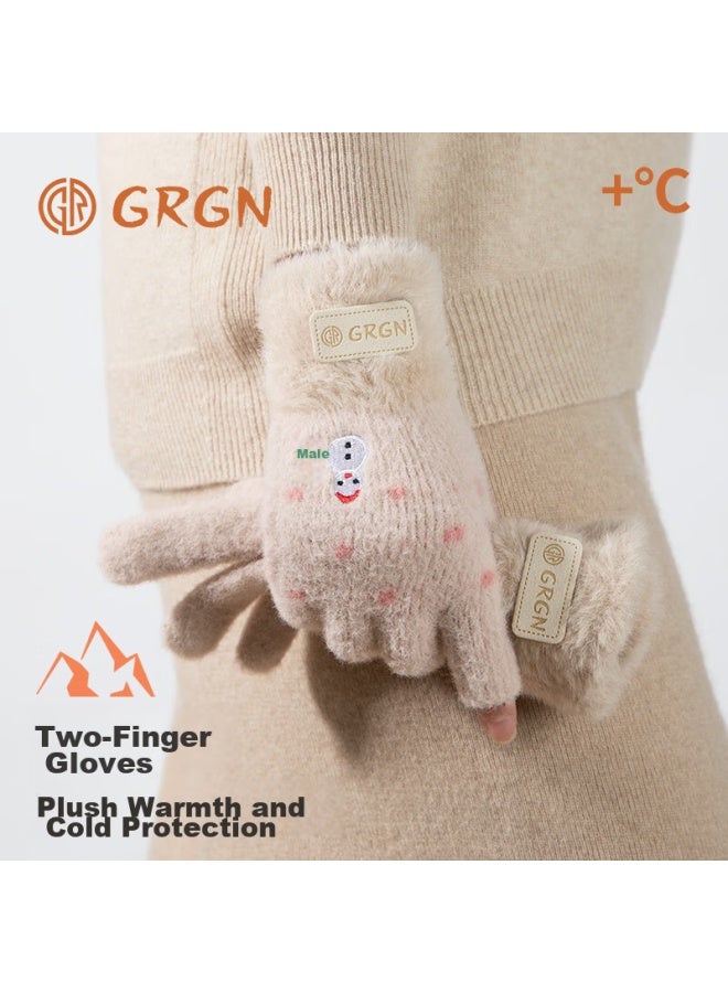 Grgn Women's Winter Gloves, Warm Fleece-lined Thickened Ladies' Gloves For Cycling, Driving, Cold Protection, Touchscreen Compatible - Image 1