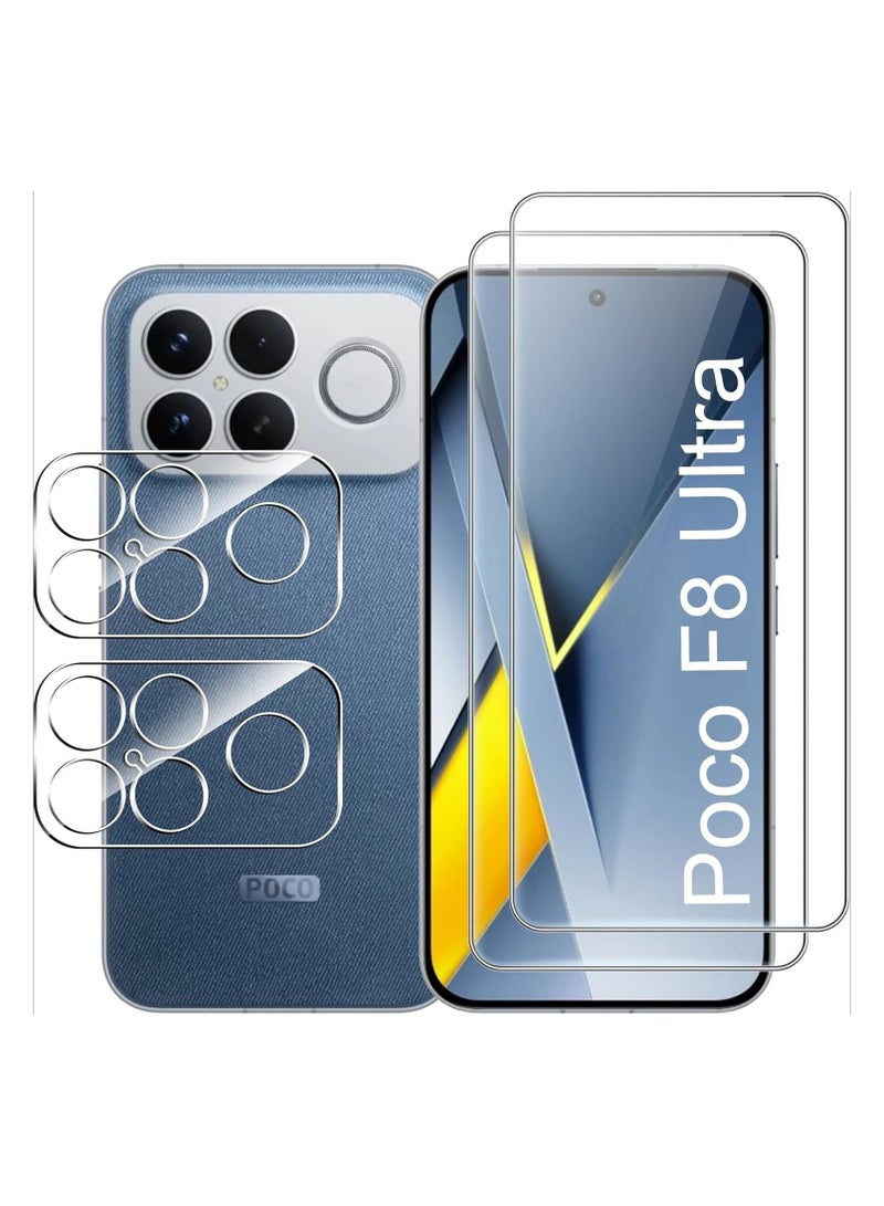 general [2+2 Bundle] Compatible with Xiaomi POCO F8 Ultra Screen Protector and Camera Lens Protector High-definition tempered glass, 9H hardness scratch-resistant, bubble-free - Image 1