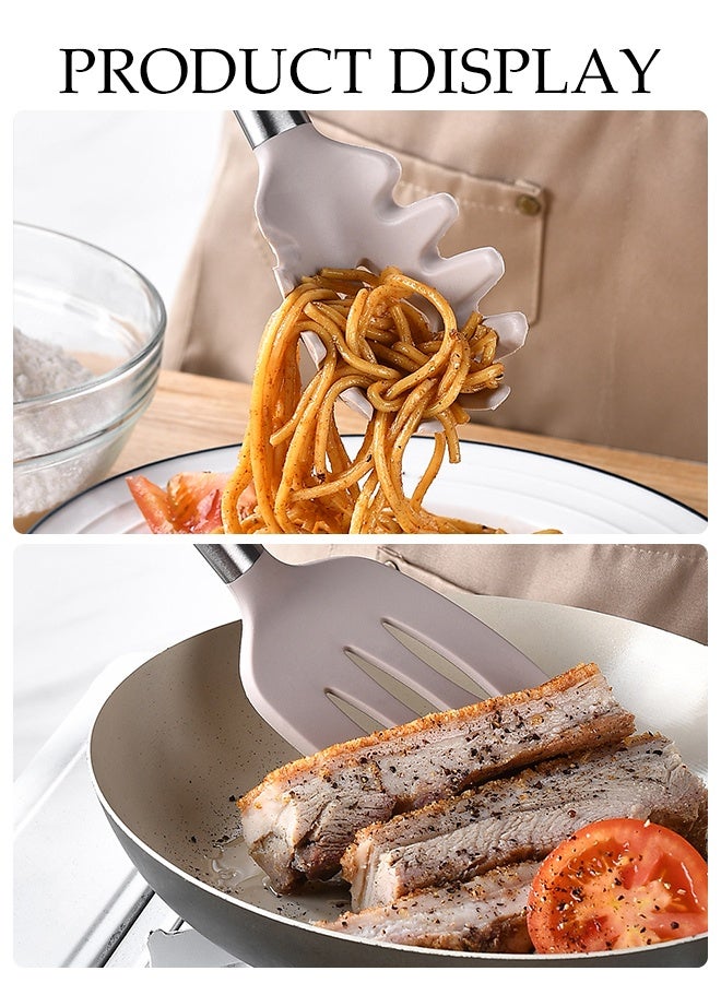 DUNISO 8Pcs Silicone Cooking Utensil Set Stainless Steel Kitchen Utensil Set with Holder Heat Resistant Nonstick Silicone Rubber Handle Cooking Tools Gadgets Spatula Set with Storage Organizer Stand Cookware Kitchenware Set - Image 4