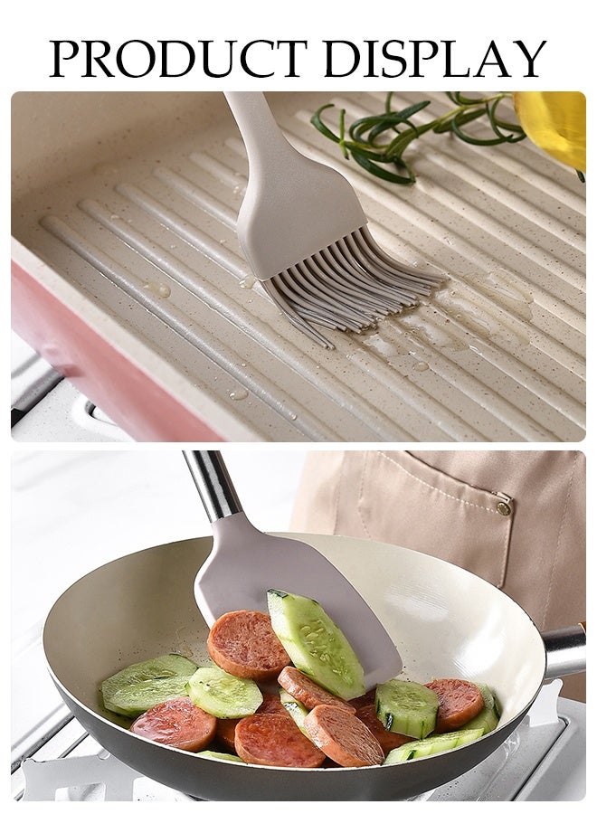 DUNISO 8Pcs Silicone Cooking Utensil Set Stainless Steel Kitchen Utensil Set with Holder Heat Resistant Nonstick Silicone Rubber Handle Cooking Tools Gadgets Spatula Set with Storage Organizer Stand Cookware Kitchenware Set - Image 5