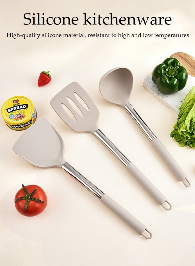 DUNISO 8Pcs Silicone Cooking Utensil Set Stainless Steel Kitchen Utensil Set Heat Resistant Nonstick Silicone Rubber Handle Cooking Tools Gadgets Spatula Set Cookware Kitchenware Set - Image 5