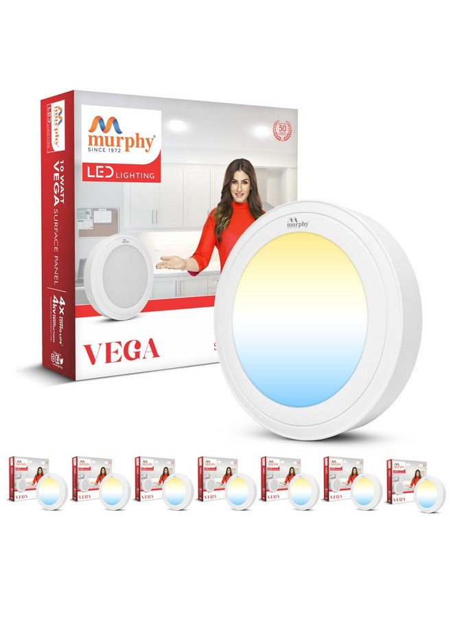 Murphy 10W Vega 3-in-1 Round LED Panel Color Changing Surface Light (Cool White/Warm White/Natural White, Pack of 8) - Image 1