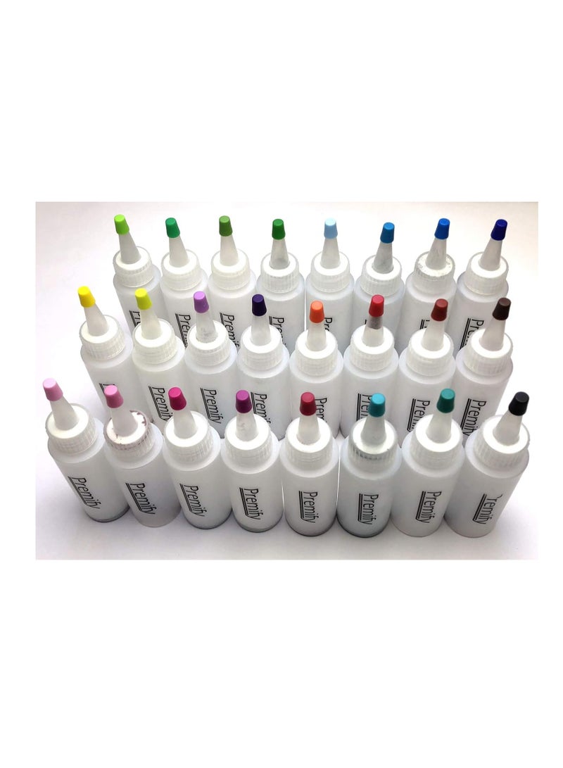 Premify Single-Step 24 Colors Tie Dye Kit, TIE-DYE Textile Colours 90ml Bottles with Table Covers Aprons Gloves Rubber Bands & User Manual, Upto 36 Projects for Kids Adults Shirts Caps Hoodie etc  - Image 4