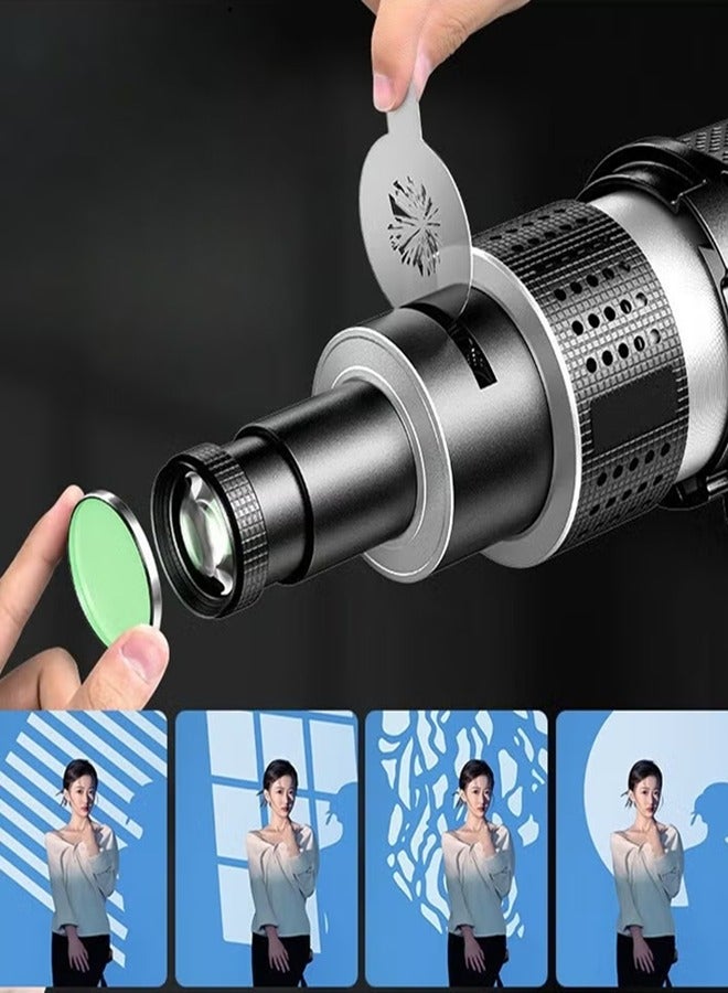 Conical Optical Snoot Lens With 35 Gobos And 5 Color Filters, Focus Adjustable Spotlight Attachment For Studio Photography, Compatible With Bowens Mount 