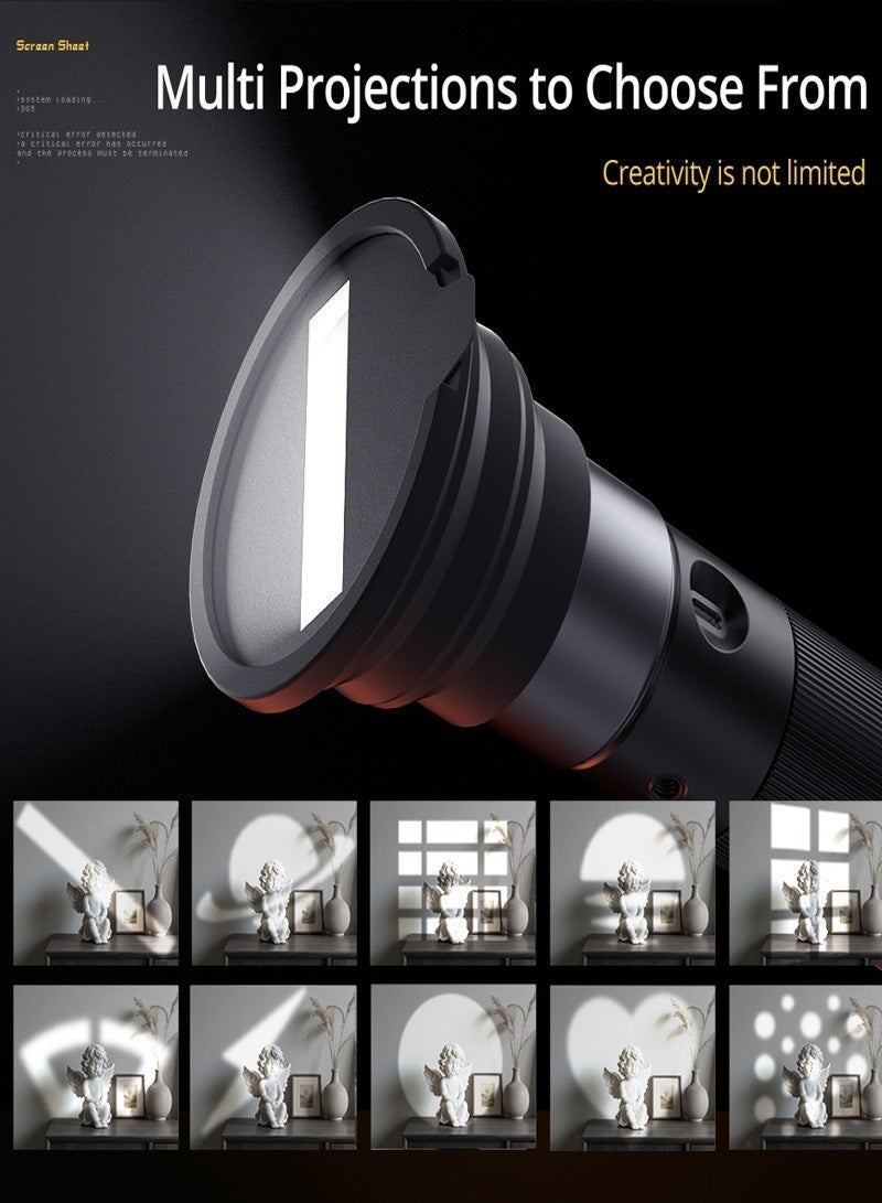 AMBITFUL Handheld LED Photography Flashlight with Optical Snoot, 10 Gobos & 4 Color Filters, 8400mAh Rechargeable Zoomable Spotlight, Aluminum Creative Projection Light for Video, Portrait, Sunset Effect (FL10W) - Image 5