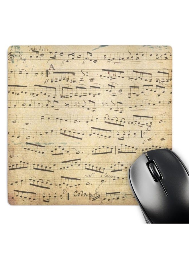 3DROSE LLC 8 x 8 x 0.25 Inches Mouse Pad, Grunge Musical Notes - Vintage Sheet Music - Yellowed Piano Notation - Pianist and Musician Gifts (mp_120273_1) - Image 1