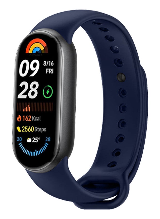 CATANES (for Mi Band 8and 9) Strap Soft Silicone Replacement Sport Wristband for Xiaomi Mi Band 8and 9 Watch Band Accessories for Women Men Dark Blue - Image 3