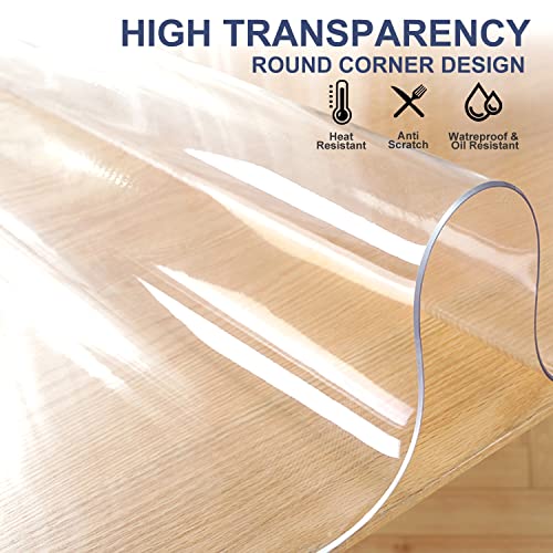 XEANGOUN 20x40 Inch Clear Plastic Dining Room Table Protector Tablecloth Desk Pad Mat Wooden Furniture Coffee Glass End Bed Sofa Side Bar Bistro Dinner Table Cloth Top Protection Cover Waterproof PVC Vinyl - Image 4