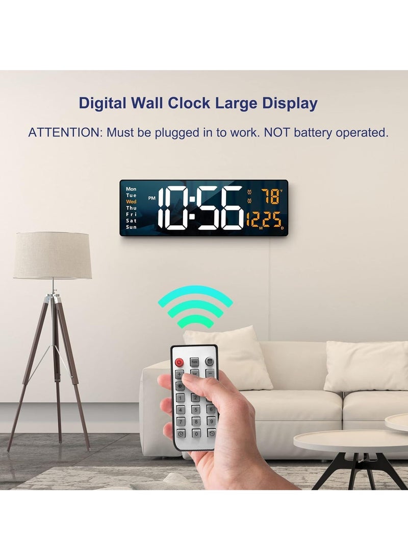 INFLUX 16.2-Inch LED Light Digital Wall Clock – Remote-Controlled RGB Wall Decor Clock with Auto-Dimming Brightness, Temperature, Date & Week Display, Office Desk Night Light Timer  - Image 5