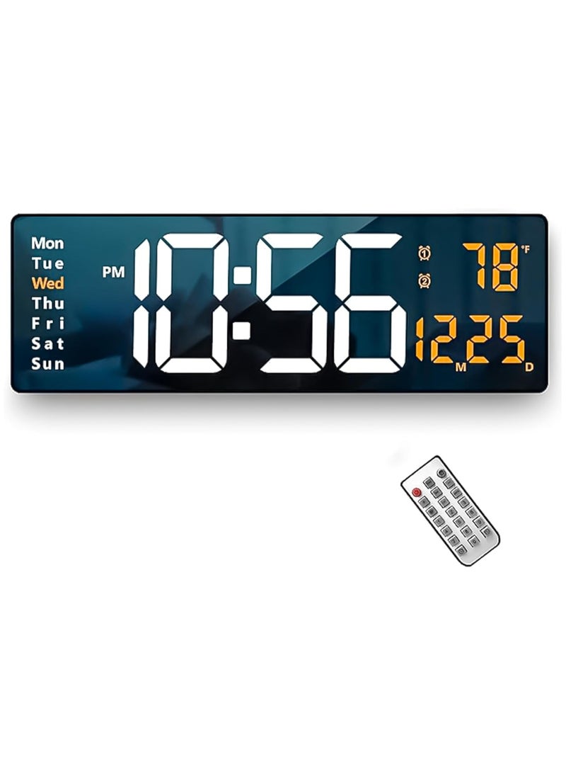 INFLUX - 16.2-Inch LED Light Digital Wall Clock – Remote-Controlled RGB Wall Decor Clock with Auto-Dimming Brightness, Temperature, Date & Week Display, Office Desk Night Light Timer - Image 1