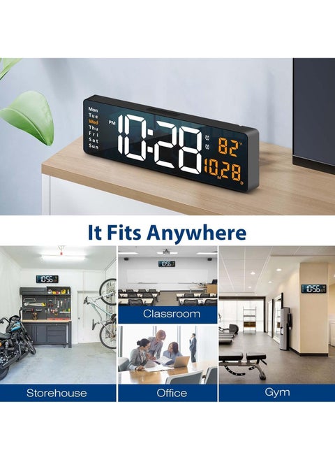 16.2-Inch LED Light Digital Wall Clock – Remote-Controlled RGB Wall Decor Clock with Auto-Dimming Brightness, Temperature, Date & Week Display, Office Desk Night Light Timer