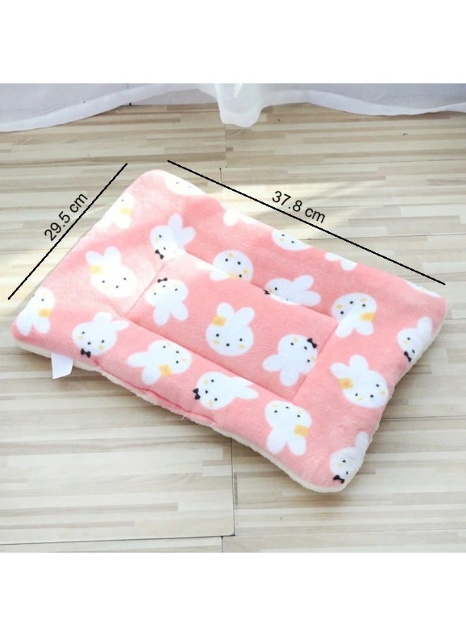 Soft Plush Pet Bed Mat – Pink Rabbit Print Cushion for Cats & Small Dogs – 29.5 × 37.8 cm - Image 2
