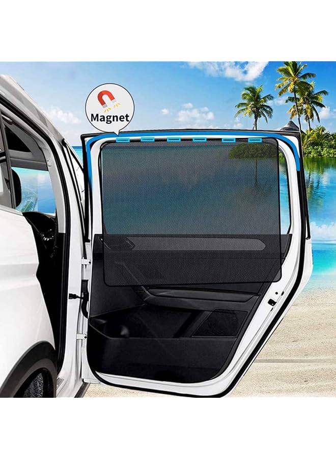 NALANDA 2 حزمة من ستائر الشمس المغناطيسية للنافذة الجانبية للسيارة مع شبكة عاكسة للحيوانات الأليفة الصغيرة تحجب أشعة الشمس وتحمي درجة حرارة الجزء الداخلي للسيارة وتحافظ على برودة سيارتك وحماية الخصوصية للمقعد الخلفي - Image 1