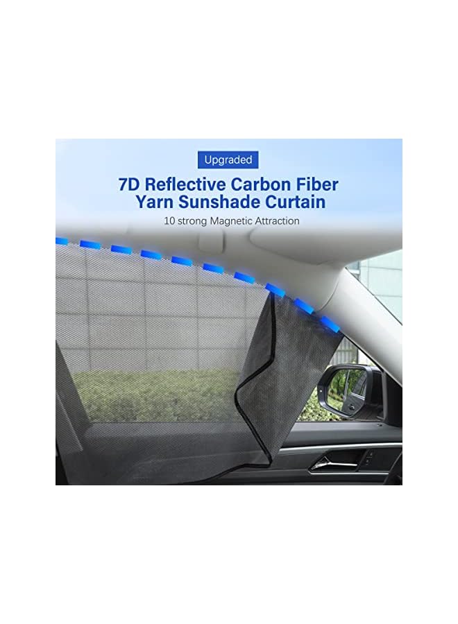 NALANDA 2 حزمة من ستائر الشمس المغناطيسية للنافذة الجانبية للسيارة مع شبكة عاكسة للحيوانات الأليفة الصغيرة تحجب أشعة الشمس وتحمي درجة حرارة الجزء الداخلي للسيارة وتحافظ على برودة سيارتك وحماية الخصوصية للمقعد الخلفي - Image 2