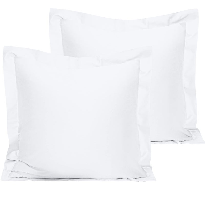 NTBAY Cotton 26x26 Euro Sham Covers  500 Thread Count Egyptian Cotton Euro Pillow Covers 2 Pack Super Soft and Breathable 26x26 Pillow Covers Square Pillow Cases White