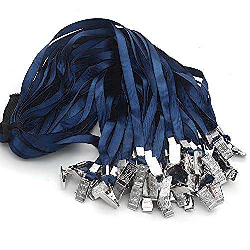 Bird Fiy 50 Pcs Nylon Cord Lanyard Bulldog Clip Deluxe Neck Lanyard for Id Cards/badges (Navy Blue) - Image 4