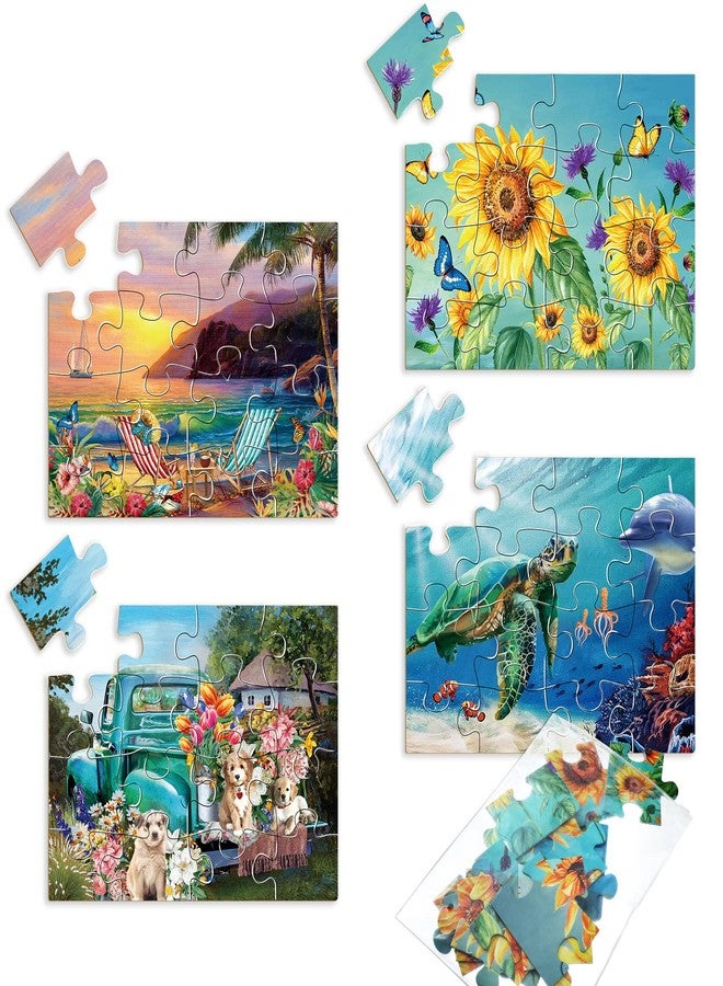Kathfly 4 Pack 16 Large Jigsaw Puzzles Dementia Alzheimer's Products and Activities for Alzheimer's Cognitive Products Easy Puzzle for The Elderly Seniors with 1 Storage Bag, 4 Style(Classic) - Image 1