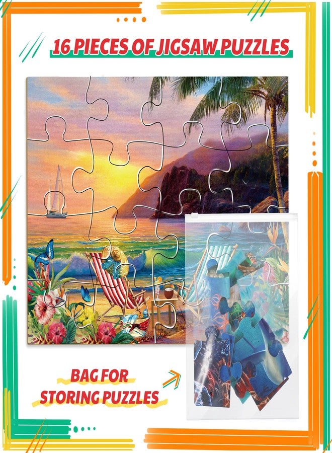 Kathfly 4 Pack 16 Large Jigsaw Puzzles Dementia Alzheimer's Products and Activities for Alzheimer's Cognitive Products Easy Puzzle for The Elderly Seniors with 1 Storage Bag, 4 Style(Classic) - Image 3