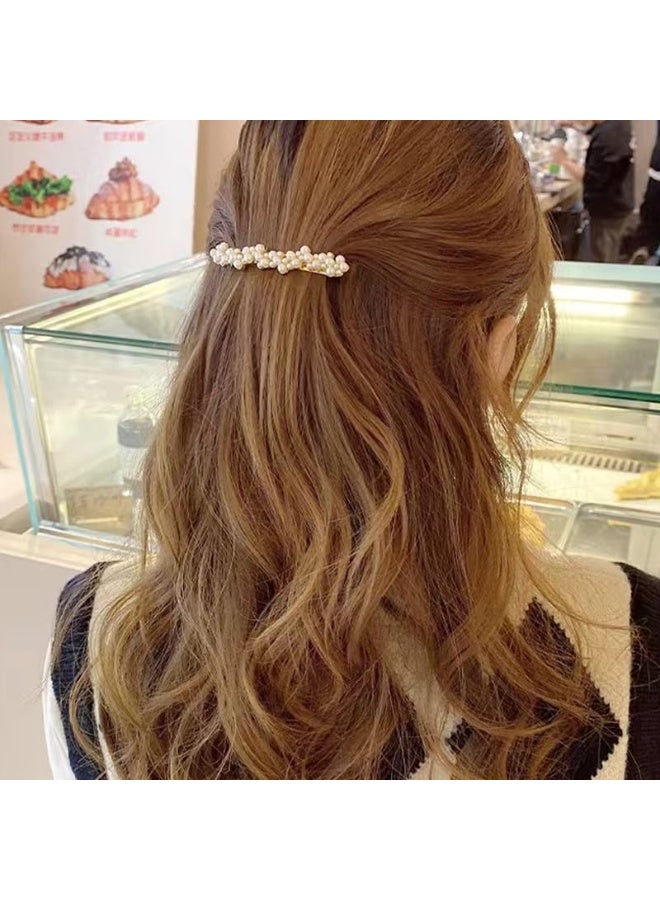 2 Pcs Pearl Hair Clips for Women, Elegant French Barrettes for Thin and Thick Hair, Gold Barrette Pins, Decorative Wedding and Bridal Hair Clips - Image 5