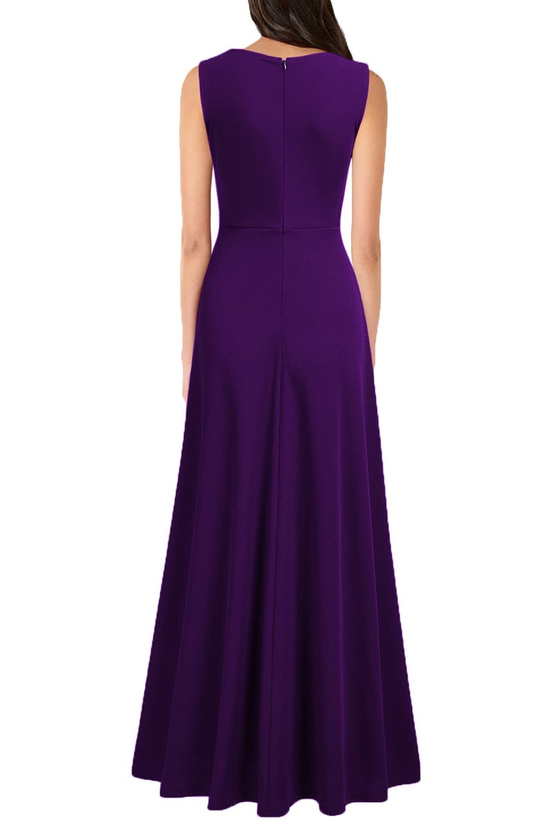 MUSHARE Women's V Neck Sleeveless Split Formal Dress Cocktail Party Prom Long Dresses Purple - Image 2