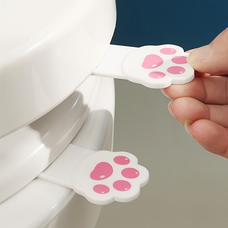 Pink 5pcs Kawaii Cat Paw Self Adhesive Toilet Lid Lifter For Bathroom Hygiene Handle Easy Installation - Image 4