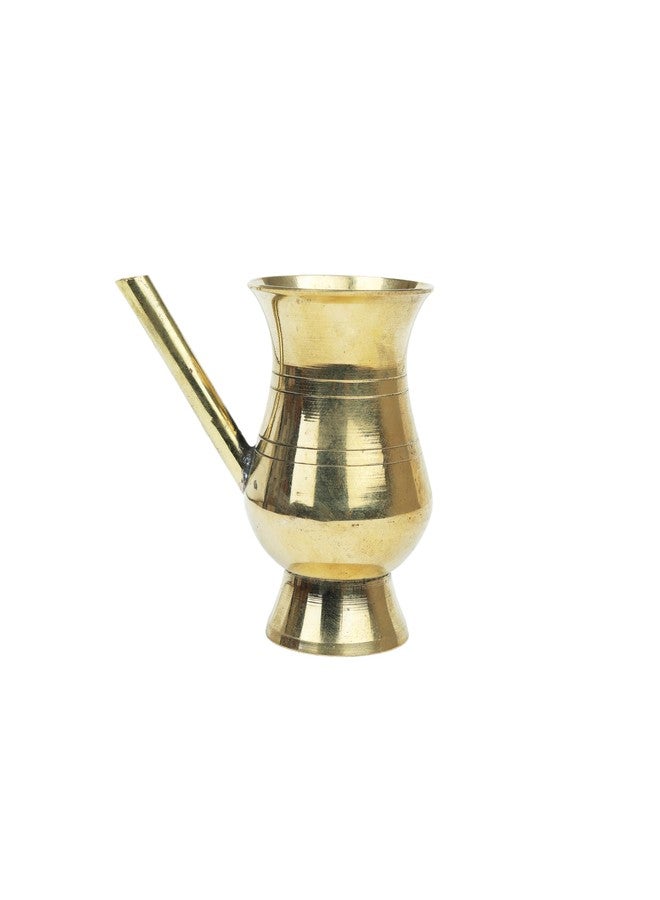 Aditri Creation Brass Kalash Lota Pot Utensil Drinkware for Pooja Puja Kit Indian Traditional Festival Pooja Purpose for Temple Home Office Pure Brass Vessel Lota Gift Pooja Item(Size:-3"X2")(Golden) - Image 1