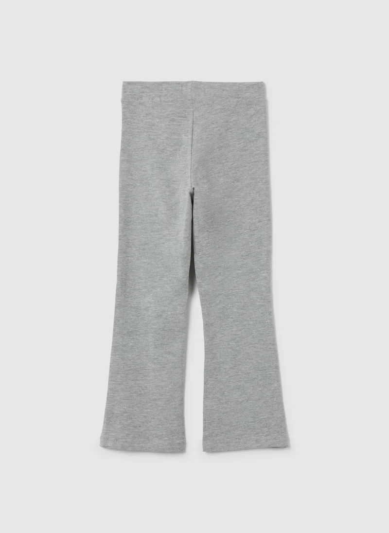 او في اس GIRLS' GREY COTTON BLEND FLARE TROUSERS