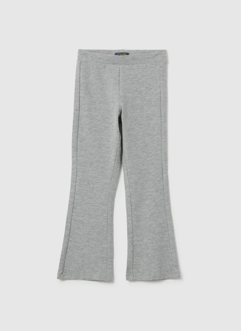 او في اس GIRLS' GREY COTTON BLEND FLARE TROUSERS