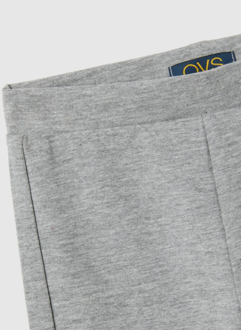 او في اس GIRLS' GREY COTTON BLEND FLARE TROUSERS