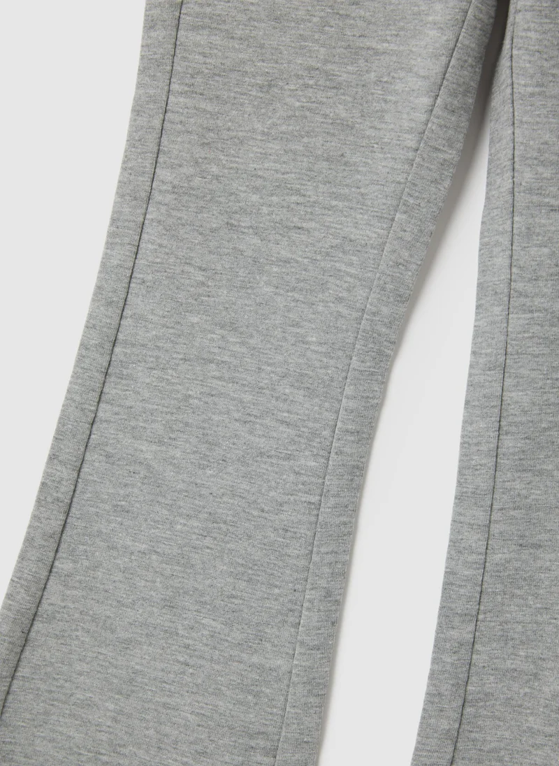 او في اس GIRLS' GREY COTTON BLEND FLARE TROUSERS