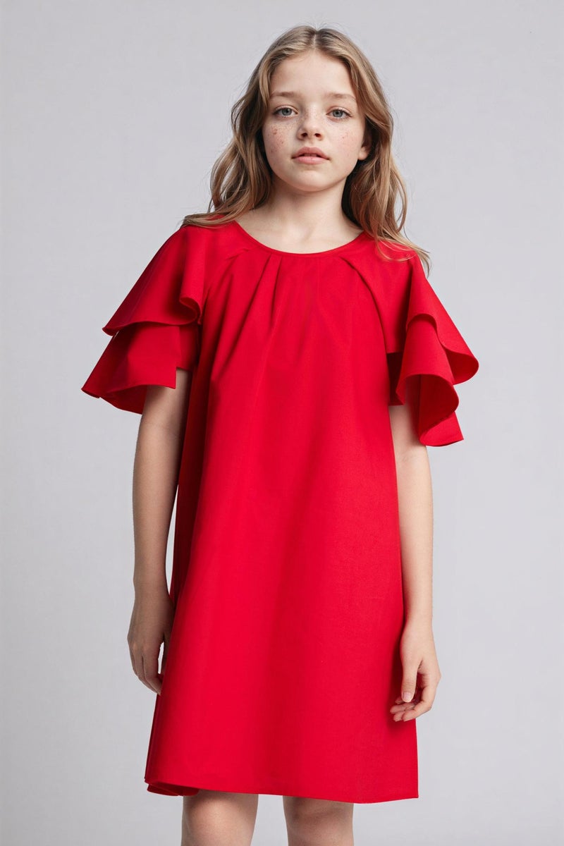 DeFacto Red Girl Girl Short Sleeve Woven Dress Casual - Image 4