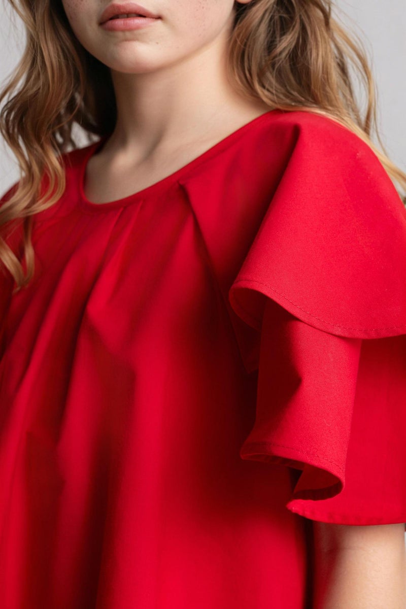 DeFacto Red Girl Girl Short Sleeve Woven Dress Casual - Image 5