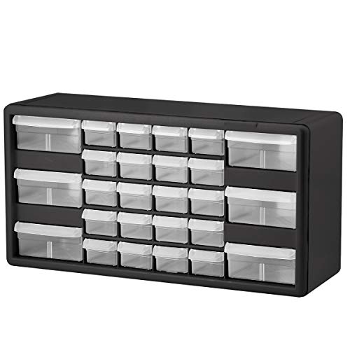 Akro-Mils 26-Drawer Plastic Drawer Storage Cabinet for Garage Organization, Bead Organizer, Building Bricks Storage, Teacher Toolbox, Makeup Organizer, 20" W x 6" D x 10" H, 10726 Black - Image 1
