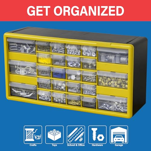 Akro-Mils 26-Drawer Plastic Drawer Storage Cabinet for Garage Organization, Bead Organizer, Building Bricks Storage, Teacher Toolbox, Makeup Organizer, 20" W x 6" D x 10" H, 10726 Black - Image 4